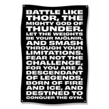 Motivational Gym Banner, Battle Like Thor, Mighty God of Thunder, Smash Limitations, Conquer the Gym, Inspirational Workout Decor