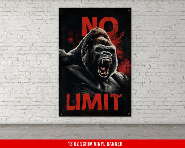 a poster of a gorilla with the words no limit on it