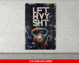 a white brick wall with a painting on it