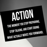 Motivational Quote Wall Art, Action Inspirational Poster, Office Decor, Modern Home Decor, Encouragement Print, Positive Quote