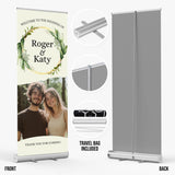 Custom Retractable Banner for Wedding – Personalized Photo Welcome Sign, Wedding Decor, Reception Backdrop, and Bridal Shower Display