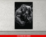 Gorilla Flexing Banner - Home Gym Decor - Large Quotes Wall Art - Motivational Fitness Weightlifting - Sports Inspiration