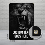 Roaring Lion Poster for Home Decor, Large Wall Art, Black and White Animal Print, Fierce Lion Canvas, Modern Art Wall Hanging