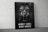 Motivational Wall Art Nobody Cares Work Harder Lion Poster Weightlifting Decor Canvas for Home Gym Decor Fitness Bedroom