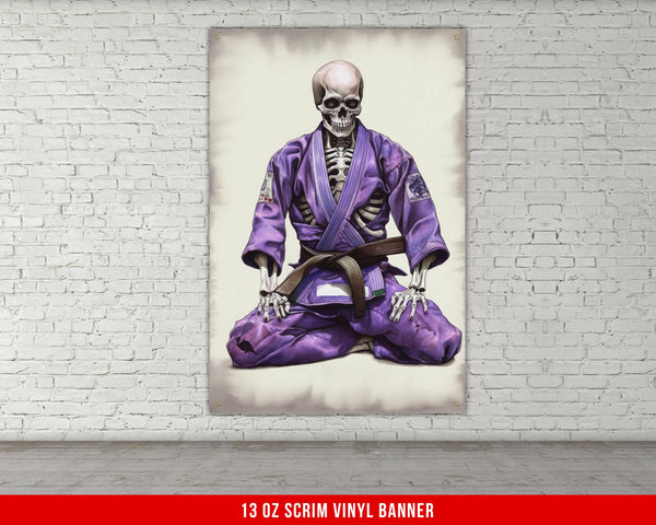 Jiu Jitsu Skeleton Grappling Vinyl Banner, Martial Arts Gym Decor, BJJ Skeleton Design, Brazilian Jiu Jitsu Poster, Grappling Art