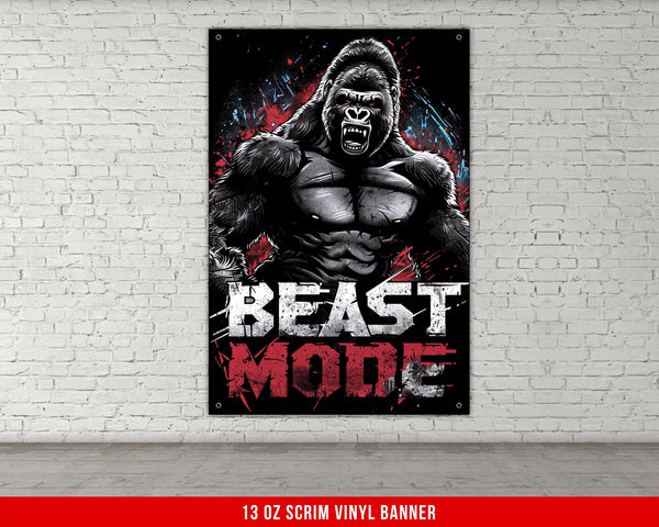 Beast Mode Banner for Home Gym Decor Weightlifting Motivational Quote Wall Art Fitness Powerlifting Inspirational