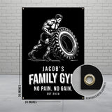 Fitness gym banner, motivational workout wall art, home gym decor, inspirational fitness poster, no pain no gain quote sign