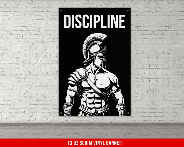 Spartan Warrior Inspirational Banner, Gym Decor Wall Art, Motivational Vinyl Banner, Office or Home Gym, Fitness Workout Room