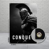 Conquer Poster, Motivational Wall Art, Warrior Spartan Decor, Inspirational Poster, Black and White Home Decor, Office Wall Art