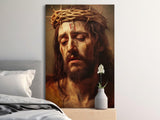 Jesus Christ Portrait, Crown of Thorns, Christian Religious Art Print, Passion of Christ Wall Decor, Sacred Divine Love Sacrifice