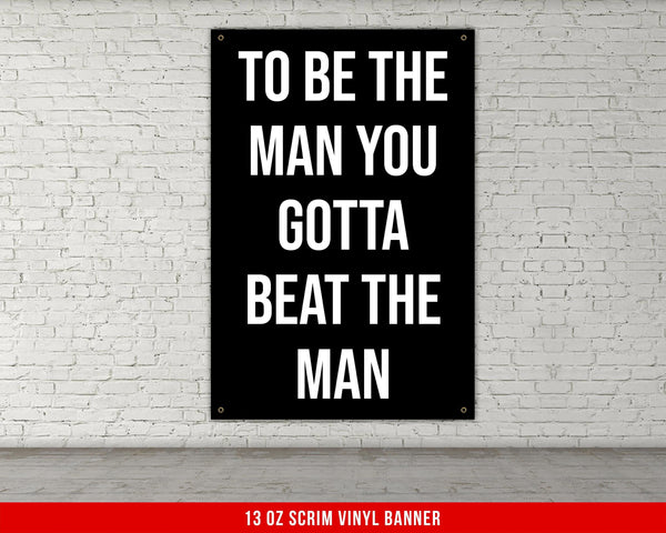 The image is a comparison of tapestry sizes, with a silhouette of a man standing next to the tapestry sizes.