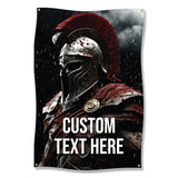 Spartan Warrior Tapestry Wall Hanging, Medieval Knight Decor, Epic Battle Art, Customizable Gift for Him, Man Cave Banner