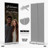 Custom Retractable Banner for Wedding – Personalized Photo Welcome Sign, Wedding Entrance Decor, Reception Backdrop, Bridal Shower Display