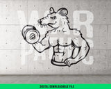 Gym Rat PNG SVG Motivational Workout Design for Fitness T-Shirts Sublimation Artwork Digital Download