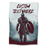 Spartan Warrior Art Banner, Custom Text Wall Hanging, Medieval Decor, Man Cave Accent, Personalized Gift for Him, Home Office Decor