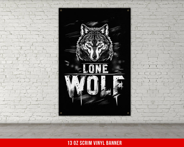 a picture of a wolf on a brick wall