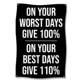 Motivational Wall Art, Fitness Gym Decor, Inspirational Workout Poster, On Your Worst Days Give 100 Percent, Best Days Give 110 Percent