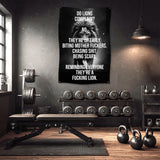 two different types of fabric: a waterproof vinyl material and a polyester material. The text on the left side of the image reads "VINYL" and "WATERPROOF Indoors / OUTDOOR USE WEAR AND TEAR RESISTANT", while the text on the right side reads "POLYESTER 100% POLYester CLOTH WASHABLE".