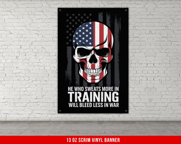 a poster of a skull with the american flag on it
