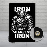 Viking Warrior Poster, Iron Sharpens Iron Wall Art, Norse Mythology Decor, Motivational Poster for Gym, Fitness Room Decor, Gym Banner