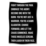 Fight Through The Pain Banner, Gym Motivation Poster, Inspirational Wall Art, Fitness Encouragement, Workout Decor, Gladiator Quote