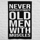 Gym Flags - Weightlifting Decor - Custom Home Gym Banner - Man Cave Wall Art - Gym Sign - Gym Gifts - Old Men