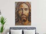 Jesus Christ Portrait, Modern Abstract Textured Painting, Christian Wall Art, Religious Home Decor, Divine Face Print, Spiritual Canvas