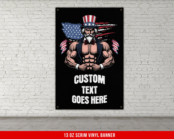 a picture of a man with an american flag on his head