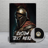 Custom Spartan Warrior Banner, Personalized Wall Art, Ancient Greece Decor, Customizable Home Decor, Gladiator Poster, Unique Gift