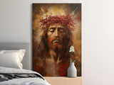 Jesus Christ Crown of Thorns Canvas Art Print, Religious Christian Wall Decor, Abstract Spiritual Painting, Inspirational Faith Home
