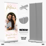 Custom Retractable Banner for Wedding – Personalized Photo Welcome Sign, Wedding Entrance Display, Reception Decor, and Backdrop