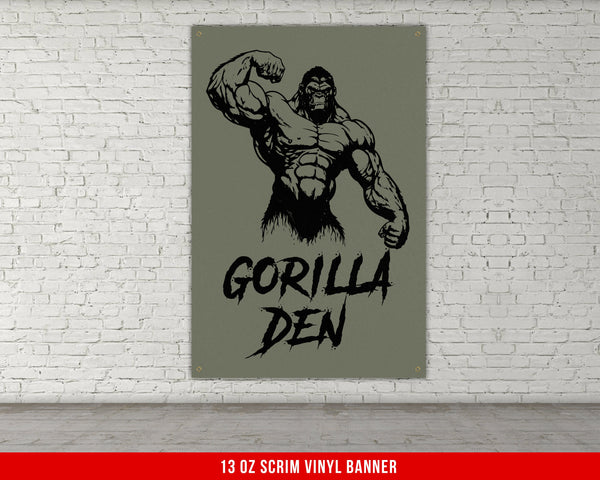 Gorilla Den Banner - Home Gym Decor - Large Quotes Wall Art - Weightlifting - Sports Inspiration - Motivational