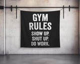 Gym Rules Wall Tapestry - Gym Decor - Large Motivational Fitness - Weightlifting Art