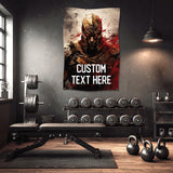 The image is a promotional graphic for a fabric product, specifically a 9 oz polyester fabric. It features a close-up view of the fabric, highlighting its properties such as dye sublimation, scratch resistance, wrinkles being free, and being washable.