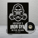 Gorilla Gym Banner, No Pain No Gain Sign, Home Gym Wall Art, Workout Motivation Poster, Fitness Room Decor, Weightlifting Gifts