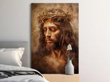 Jesus Christ Crown of Thorns Portrait, Christian Religious Art Print, Spiritual Faith Wall Decor, Sacred Messiah Canvas, Divine Savior, Holy