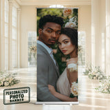 Custom Retractable Photo Banner - Personalized Wedding Birthday Banner - Baby Shower Engagement Backdrop - Pop Up Photo Background Display