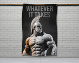a comparison of banner sizes to scale, with a silhouette of a man standing next to the corresponding banner sizes.