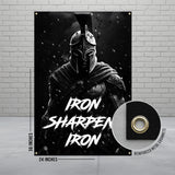 Iron Sharpen Iron Banner, Inspirational Wall Art, Warrior Motivational Poster, Combat Inspiration Decor, Gym Wall Hanging, 24x36