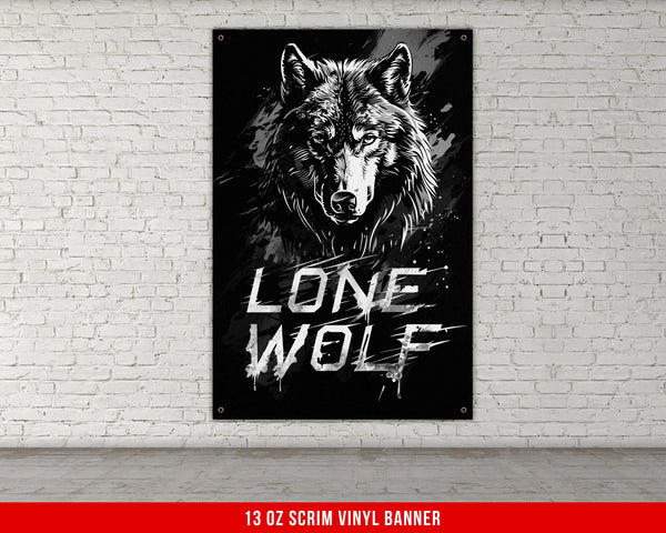 a picture of a wolf on a brick wall