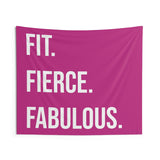 Fit Fierce Fabulous Wall Tapestry - Gym Decor - Large Motivational Fitness - Weightlifting Art