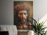 Jesus Christ Crown of Thorns Print, Religious Christian Art, Biblical Wall Decor, Passion of Christ Sacred Art, Savior Suffering Canvas ()