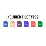 a set of colored file types on a white background