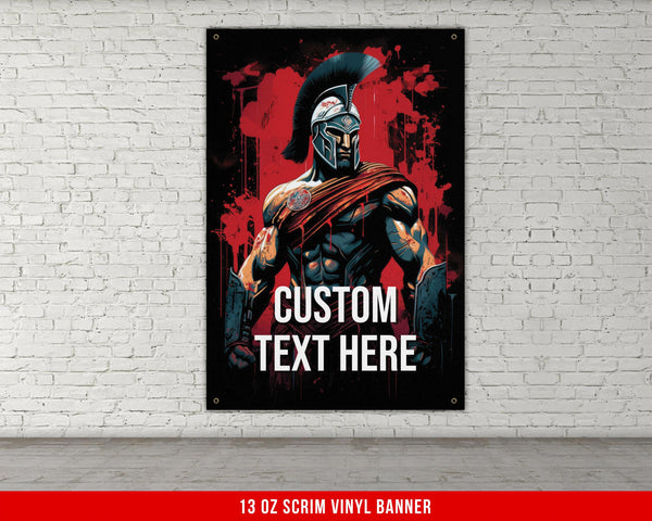 Spartan Banner For Home Gym Decor Motivational Wall Art Gym Banner Fitness Powerlifting Inspirational Custom Garage Gym Gift