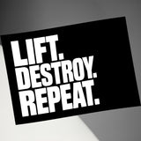 Lift Destroy Repeat Fitness Poster, Motivational Gym Wall Art, Inspirational Workout Decor, Bodybuilding Training Print, Gym Quote Sign