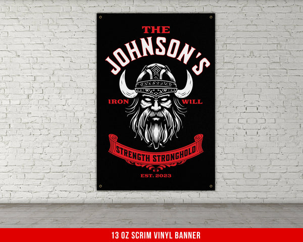 Custom Your Name Banner - Home Gym Decor - Large Motivational Quote Wall Art - Personalization - Vikings