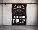 Anderson's Iron Gym logo with a fierce bear head, est. 2026.
