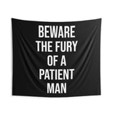 Motivational Quote Tapestry Beware the Fury of a Patient Man Wall Art Fitness Weightlifting Garage Gym Decor Custom Banner
