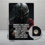 Spartan Warrior Banner, Motivational Wall Art, Gym Decor, Inspirational Poster, Office Decoration, Powerful Quote, Workout Room
