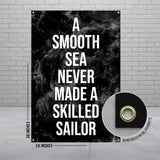 Motivational Wall Art, Black and White Quote Poster, Smooth Sea Never Made Skilled Sailor, Inspirational Home Decor, Office Decor